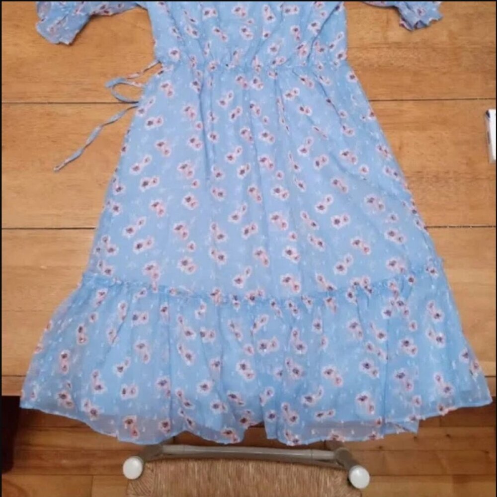 Code x Mode Floral Chiffon Ruffle Wrap Dress Size Small - Picture 3 of 5